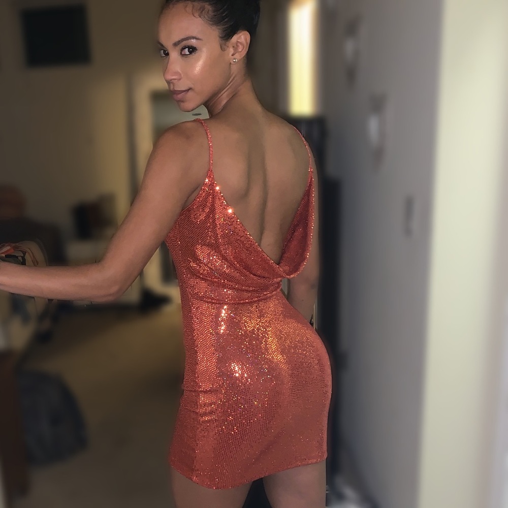 Sexy orange sequin dress
